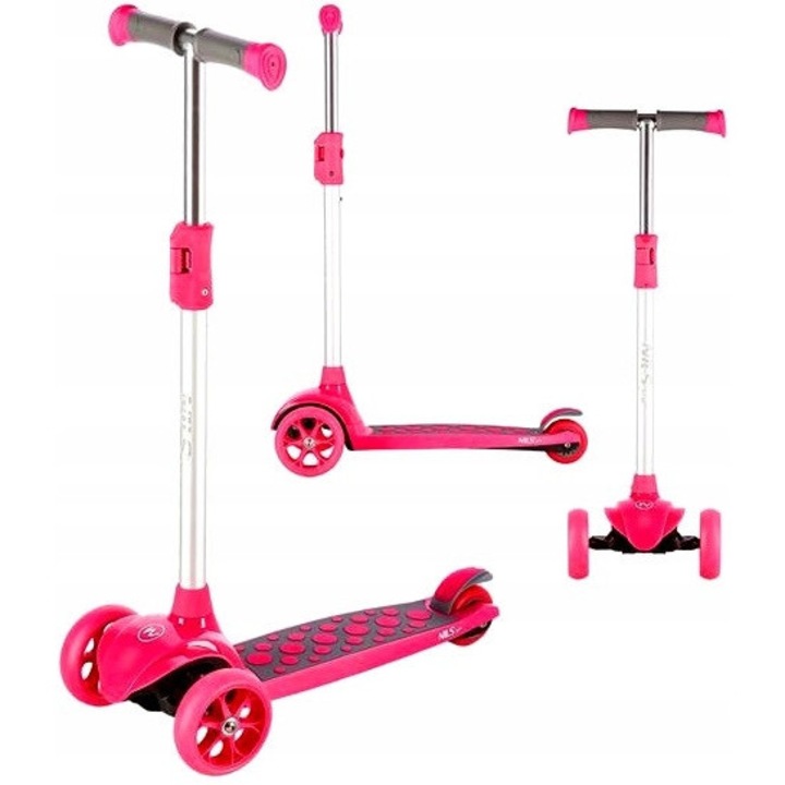 Nils HLB02 3 kerekű roller, rózsaszín, 50kg, 56x25,5x80cm, LED kerekekkel
