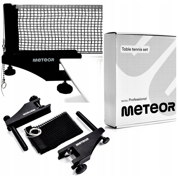 Meteor asztalitenisz háló szett fogantyúkkal, 176x15cm, 26x23x5cm, többszínű