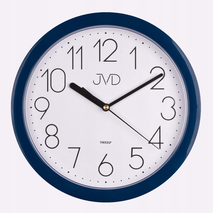 JVD dekoratív óra, HP612 modell, fehér, 25x25x3cm, csendes mechanizmus, kék tok