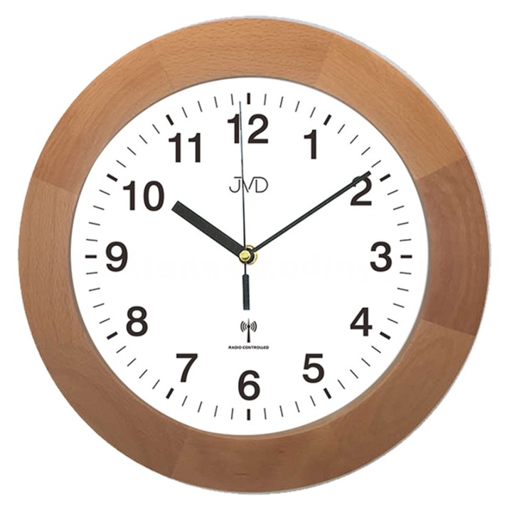 Ceas de perete JVD RH2226, 33cm, mecanism quartz, culoare maro, forma rotunda, alimentare cu baterie