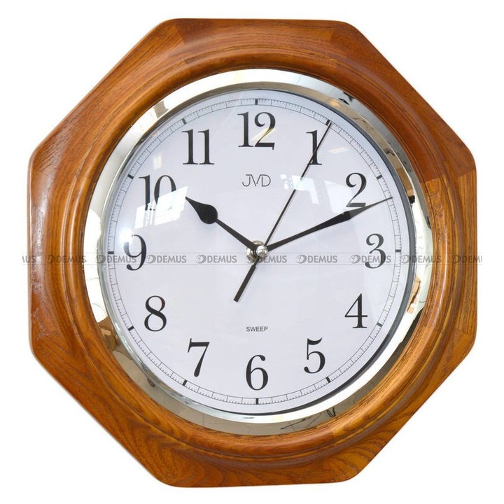 Ceas de perete JVD NS71.4, mecanism cu quartz, design octogonal, culoare maro, 28x28cm