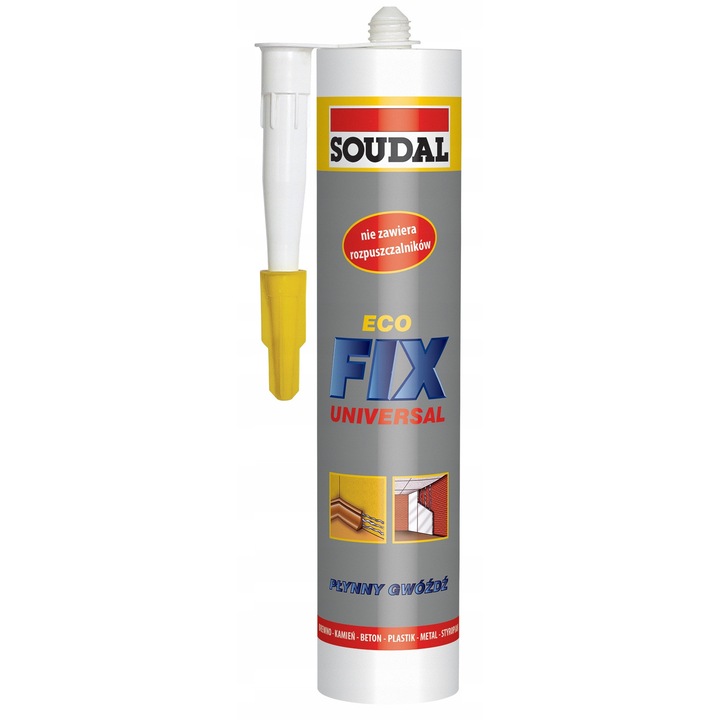 Универсално лепило SOUDAL ECO FIX, 4x, устойчиво на влага, приложимо върху различни повърхности