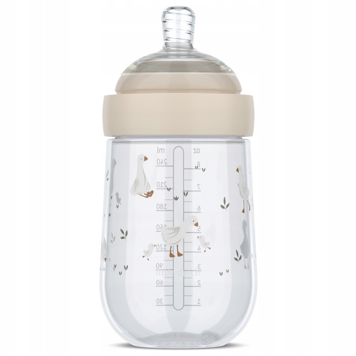 Шише за хранене с биберон Mepal Mio 240 ml, ергономичен дизайн, против колики, бежов, 7x7x15.3cm