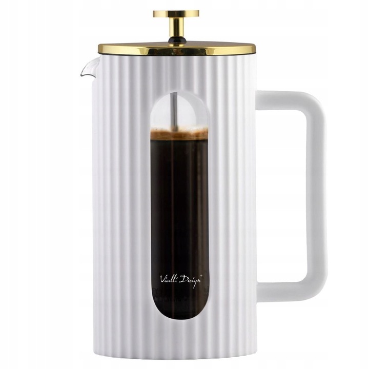 Francia kávéprés, Vialli Design, 1000ml, fehér/arany