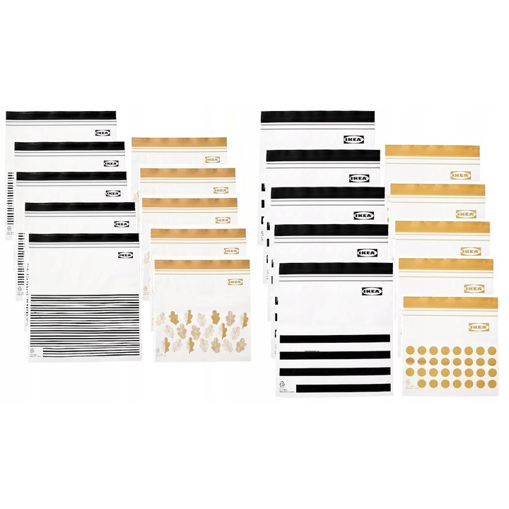 IKEA ISTAD Élelmiszer tároló zacskó készlet, 110 db, 30 db 0.4l, 30 db 1l, 25 db 2.5l, 25 db 1.2l, átlátszó