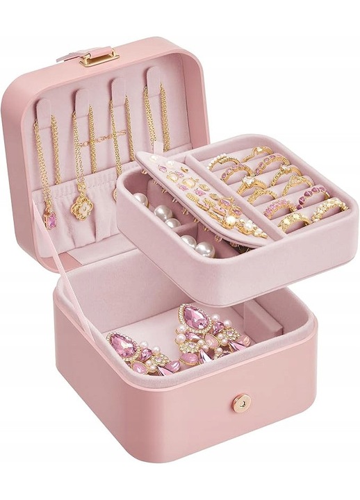 Ékszerdoboz, rendszerező, kompakt, 11,2x11,8x7,2cm, elegáns design