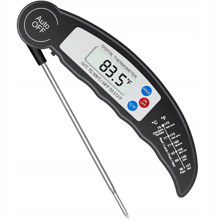 Termometru digital pentru bucatarie, sonda lunga, masurare rapida, -50C la 300C, cu magnet, 11cm