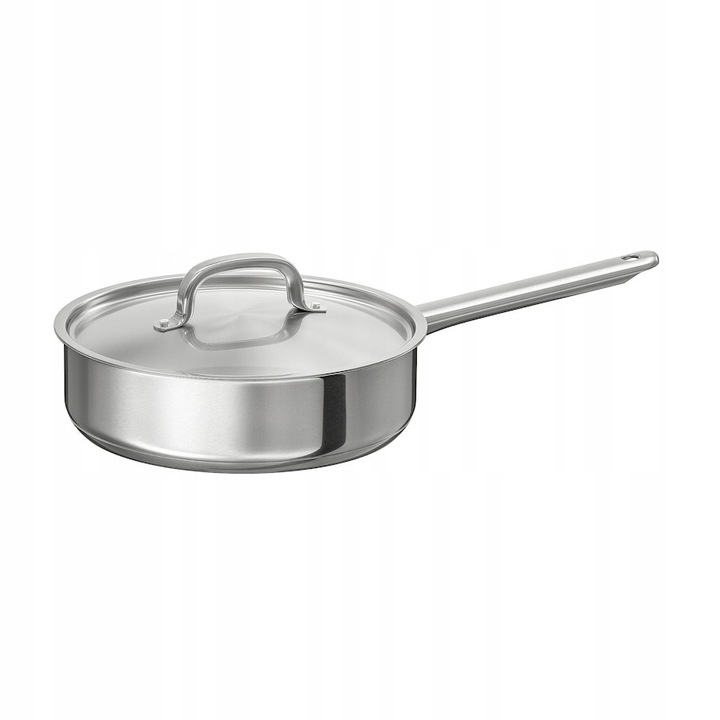 IKEA 365+ serpenyő, 24 cm, rozsdamentes acél, fedővel, alacsony hőmérsékletű főzéshez