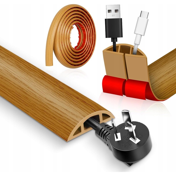 Canal cabluri autoadeziv 4m, negru cu benzi galbene, material ignifug, rezistent la zgarieturi