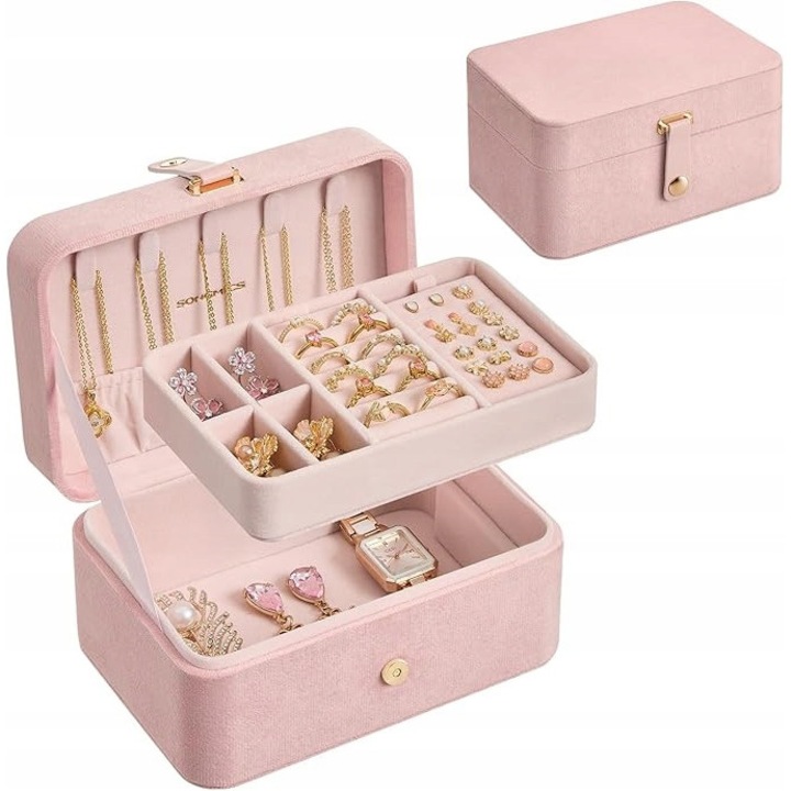 Ékszerdoboz, rendszerező, kompakt, 11,2x11,8x7,2cm, elegáns design