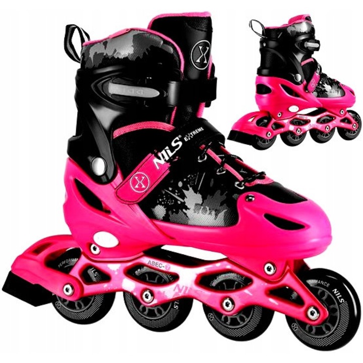 Nils Extreme ROXY görkorcsolya szett, fekete, S méret (31-34), PU 64mm kerekek, alumínium