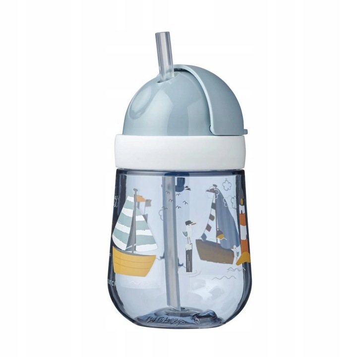 Cupa cu pai Mepal Mio, 300 ml, albastru, 13,5x7,6x19,8 cm, pentru copii
