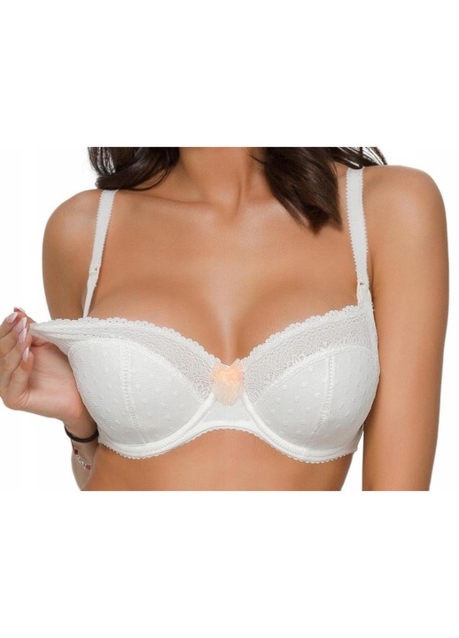 Sutien pentru gravide si alaptare, Alles, Mama Letizia, semi-intarit, ecru, dantela si plasa