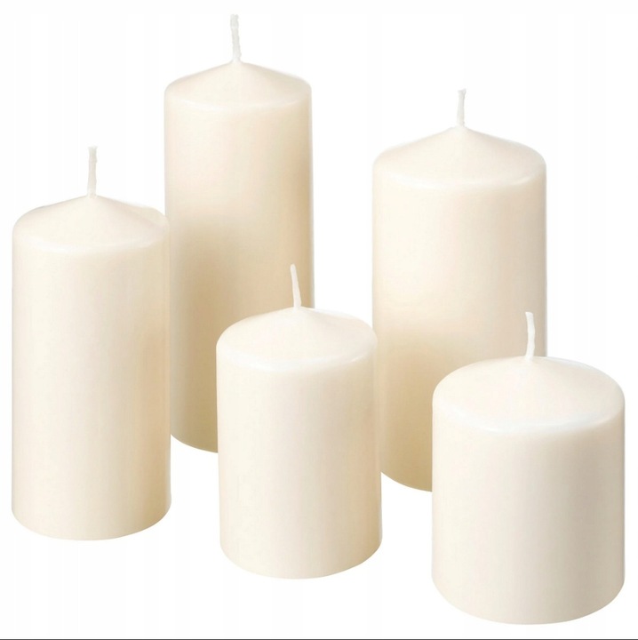 IKEA FENOMEN 5 db-os gyertyaszett, 8x6,7cm, 9x5,9cm, 12x5,9cm, 13x6,7cm, 15x5,9cm, natúr
