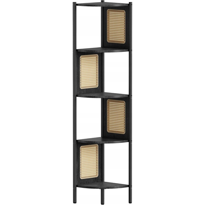 Függő sarokpolc, 5 szintes, rattan, 31,9x31,9x156,4cm