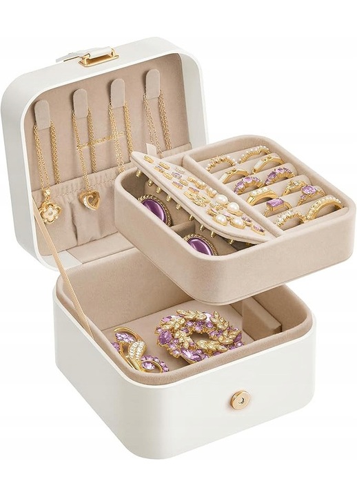 Ékszerdoboz, rendszerező, kompakt, 11,2x11,8x7,2cm, elegáns design