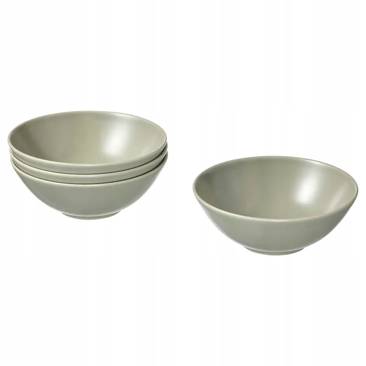 Boluri IKEA FARGKLAR, set 4 bucati, verde mat, 16cm, capacitate 0.6l