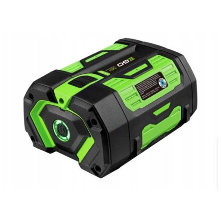 Acumulator EGO 6,0 Ah, tehnologie ARC Lithium, rezistent la socuri, indicator nivel combustibil