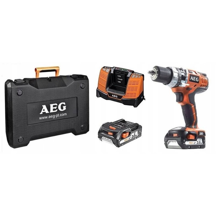Aparat de gaurit si insurubat AEG BSB14C, 14,4 V, 2 acumulatori 2,0 Ah, 202 mm, cu incarcator, valiza