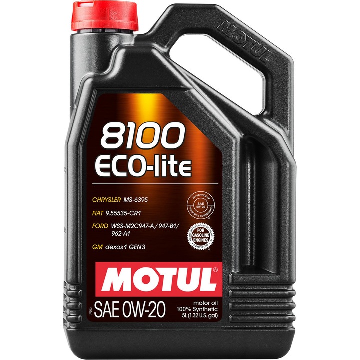 Ulei motor MOTUL 8100 ECO-LITE 0W20 100% sintetic 5L, consum redus de combustibil, foarte fluid
