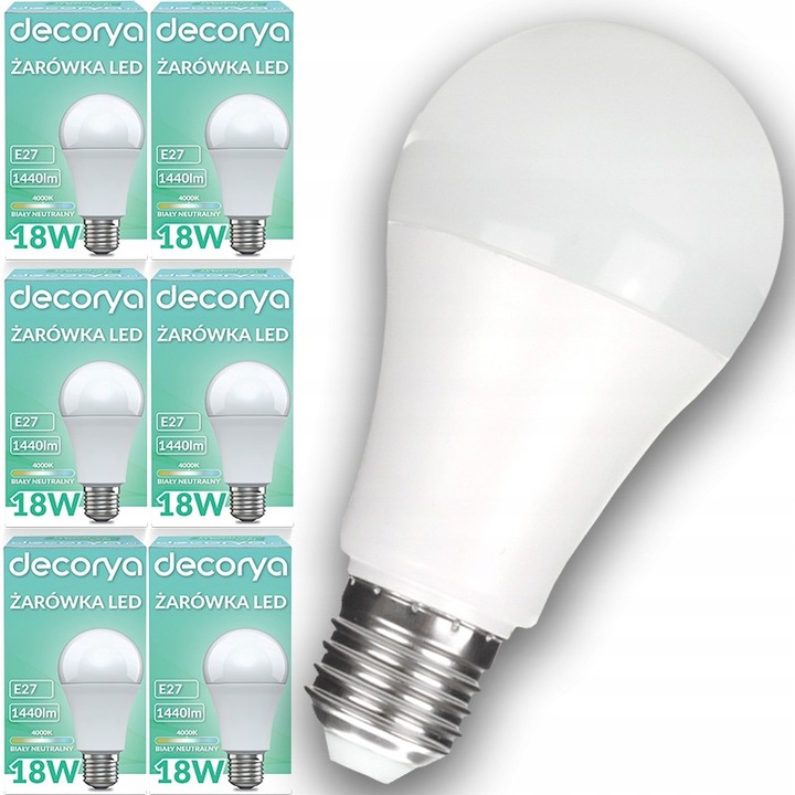 LED крушки Decorya комплект 6x E27 18W 1440lm 4500K неутрално бяло