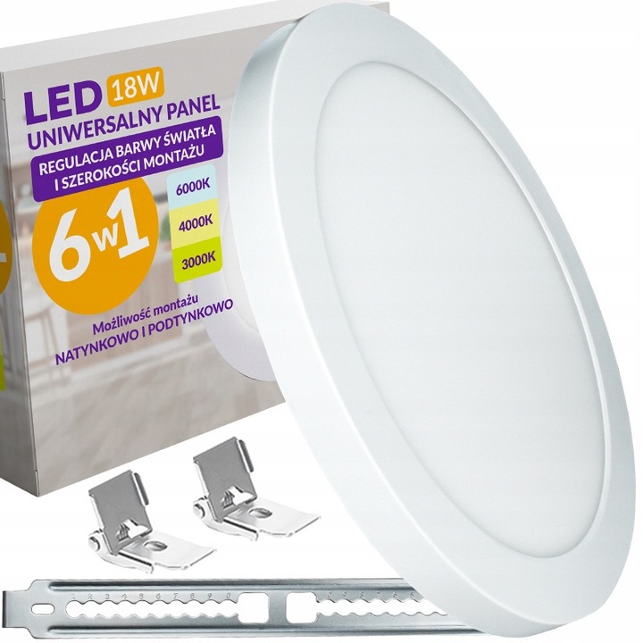Panel LED 18W, Decorya, 3 culori, 1350lm, 55-175mm