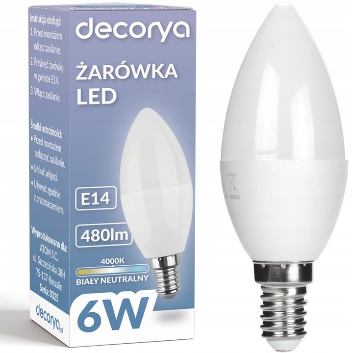 6 db E14 6W 480lm 4000K Semleges Fehér LED izzó készlet