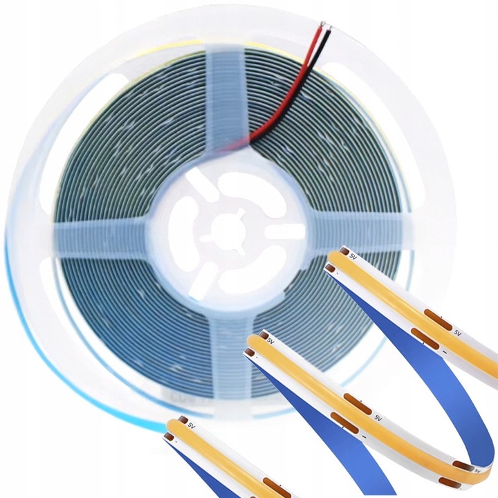 Самозалепваща LED лента Decorya, 12V, 5м, неутрално бяло 4500K, 320 диода/м, персонализирано рязане