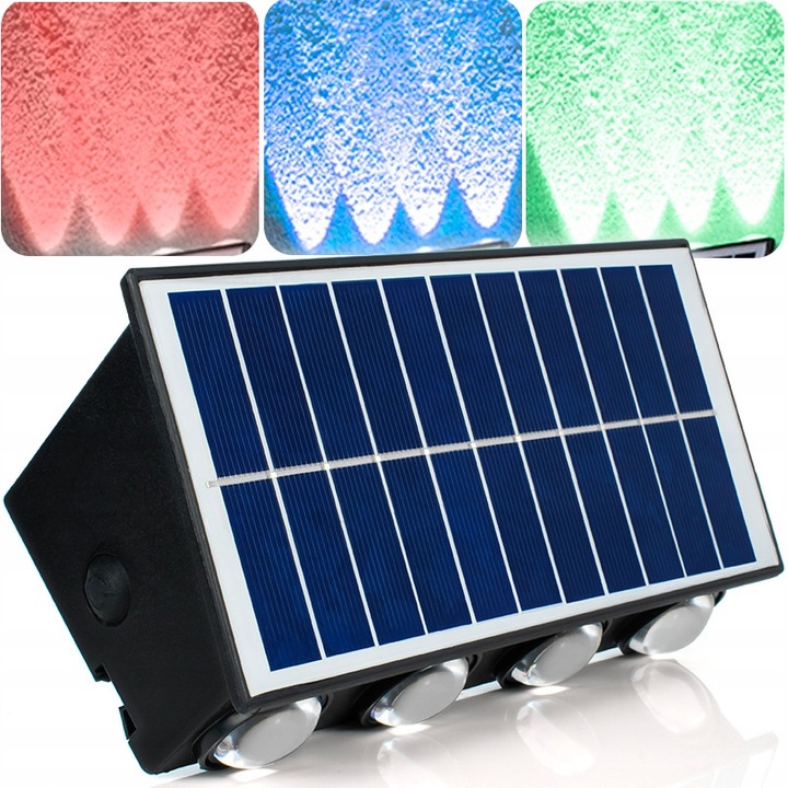 Соларна лампа Decorya, 8 LED, RGB, 7 режима, водоустойчива IP65, 19.2x9x7см