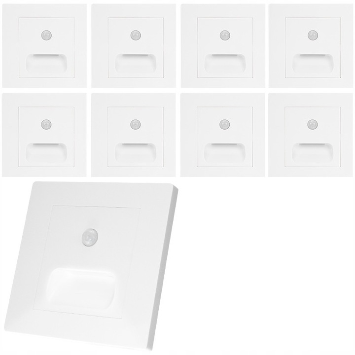 Комплект 8 LED спота Decorya за осветление на контакт, 230V, със сензор