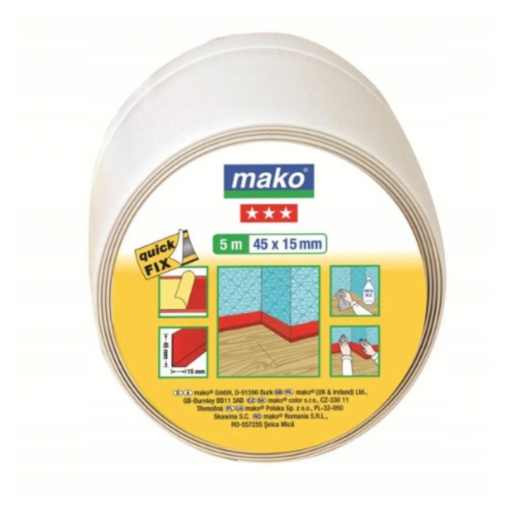 Lista de finisare autocolanta Mako, 5m, 45x15mm, alb