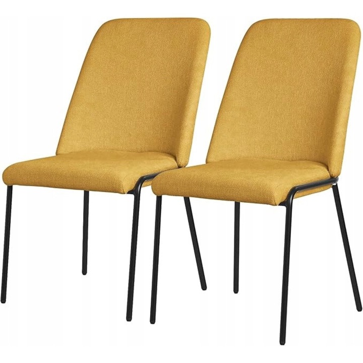 Set de 2 scaune tapicerate, metalice, design modern, confortabile, pentru dining, bucatarie, salon