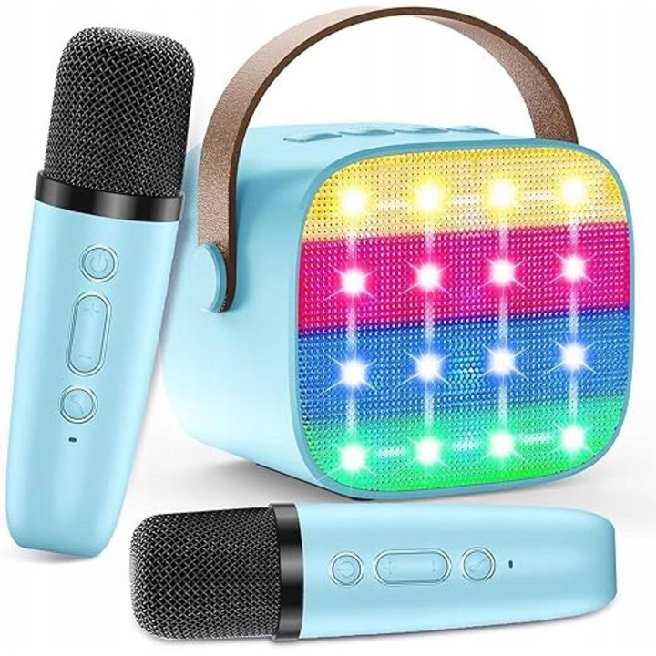 Gyermek karaoke szett 2 mikrofonnal, Bluetooth, hangeffektek, hordozható, 3-15 év