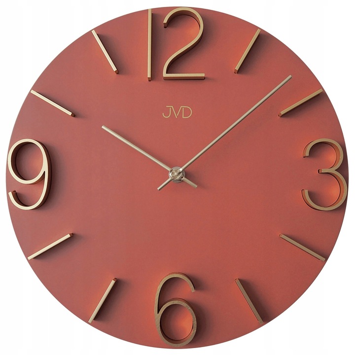 Ceas de perete JVD HC37.2, 30cm, MDF, rosu, mecanism cu quartz