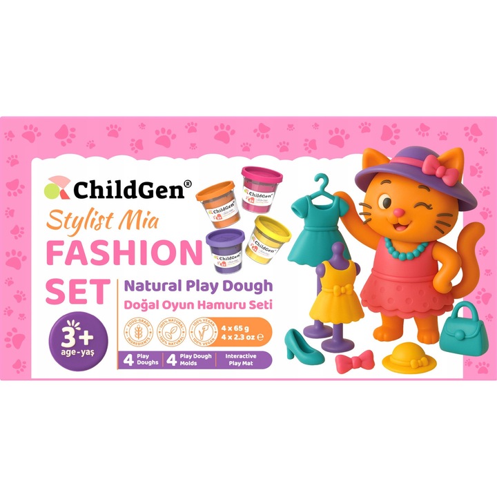 Kreatív készlet ChildGen, Stylist Mia, 4 gyurma, formák, alátét