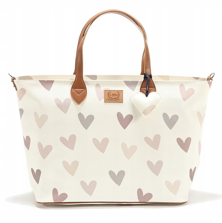 La Millou Feeria Heartbeat Beige táska, L méret, 35x56cm, vízálló, anyáknak