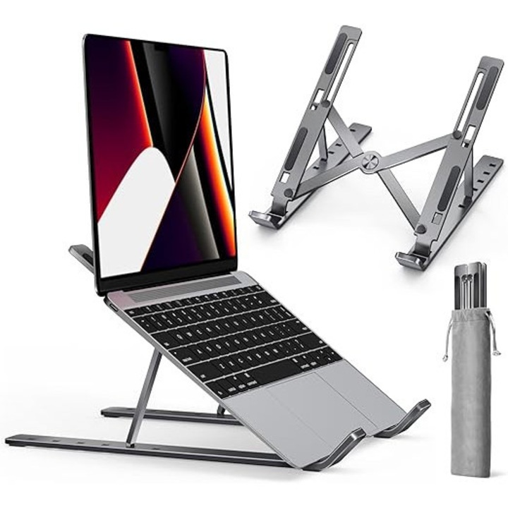 Stativ laptop ergonomic, 6 niveluri de inaltime, aluminiu