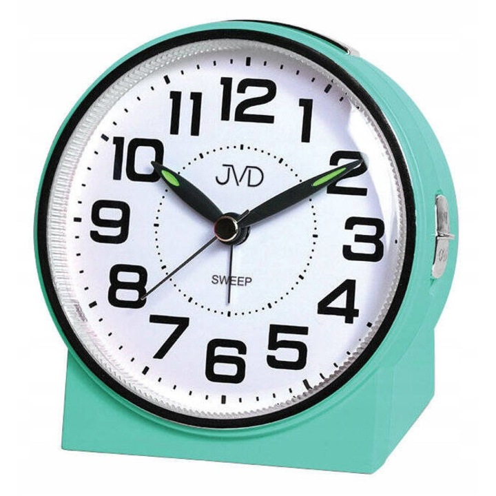 JVD SRP1060.1 ébresztőóra, zöld, 10,6x10cm, kvarc szerkezet, LED világítás