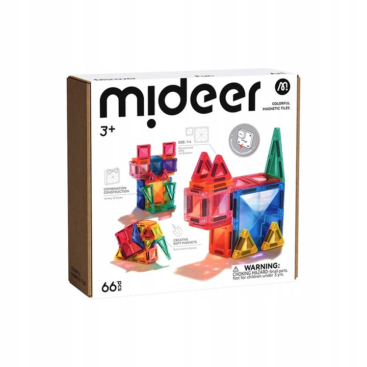 Mideer mágneses mini építőkészlet, 66 darab, többszínű