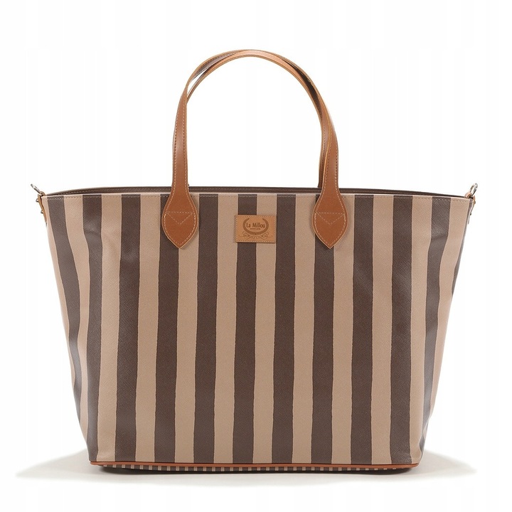 La Millou Feeria Stripes Beige anyatáska, 35x56cm, vízálló, L méret