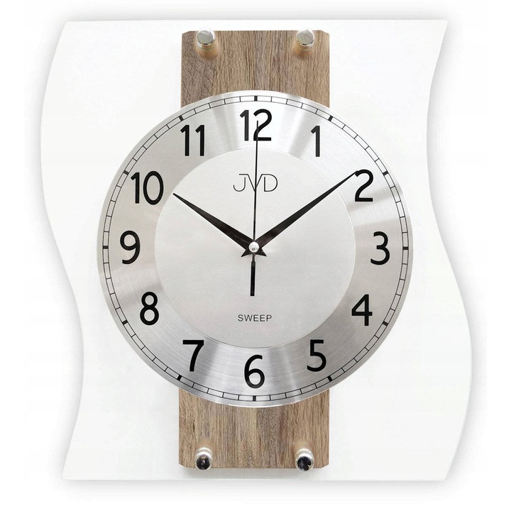 Ceas de perete JVD NS21053.3, 28x32cm, sticla si lemn, mecanism cu quartz, design modern