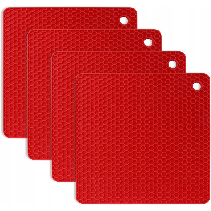 Set 4 suporturi din silicon, antiderapante, multicolore, 18,5x18,5cm