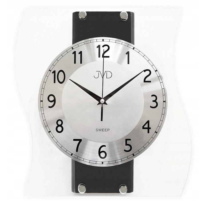 Ceas de perete JVD NS21053.2, 28x32cm, sticla si lemn, mecanism cu quartz, silentios