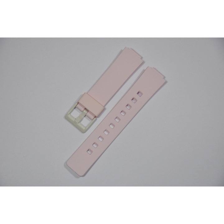 Casio óraszíj, LDF-30-4A/LDF-31-4A/LDF-51-4A modell, műanyag, rózsaszín, 12x19mm, hossz 65x105mm, fehér csat