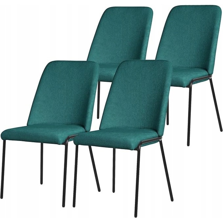 Set de 4 scaune tapicerate, metalice, design modern, confortabile, multicolor