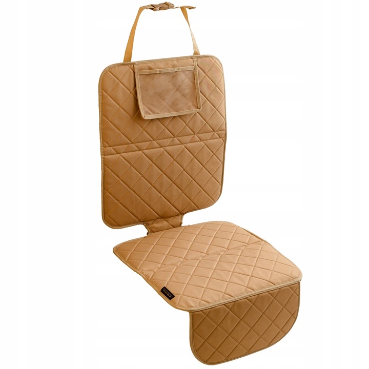 Covor protector pentru scaun auto, bej, material impermeabil, antiderapant, dimensiuni universale