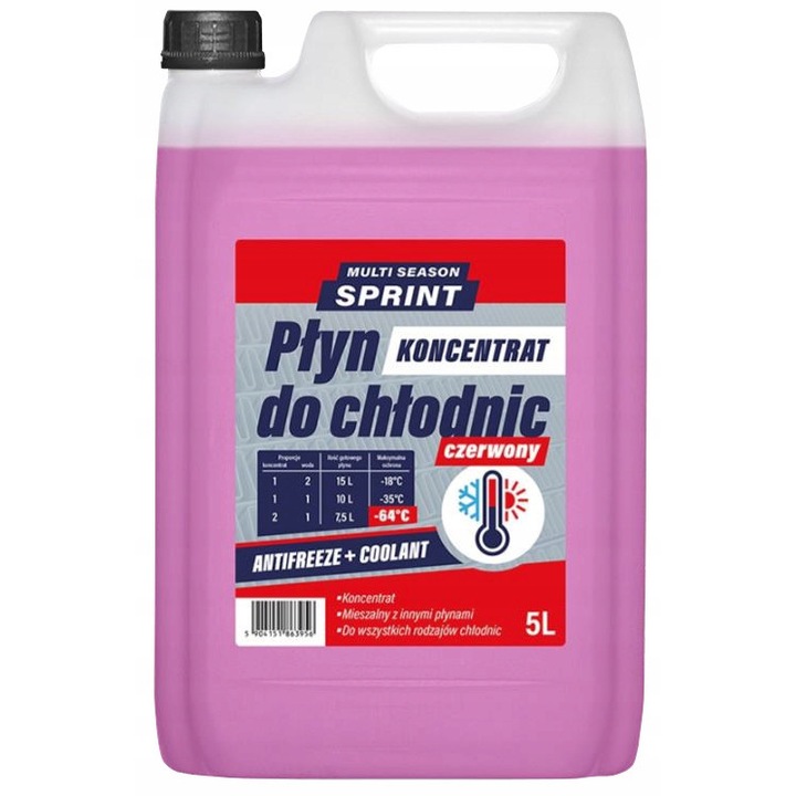 Hűtőfolyadék koncentrátum, MULTI SEASON, -35C, piros, 5L