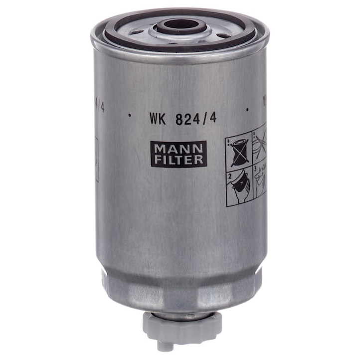 MANN-FILTER WK 824/4 üzemanyagszűrő, 134x81mm, M10x1.5, M16x1.5 menet