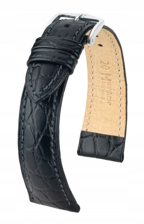 Каишка за часовник HIRSCH Aristocrat, 19мм, водоустойчива кожа, черна, комплект с телескопи