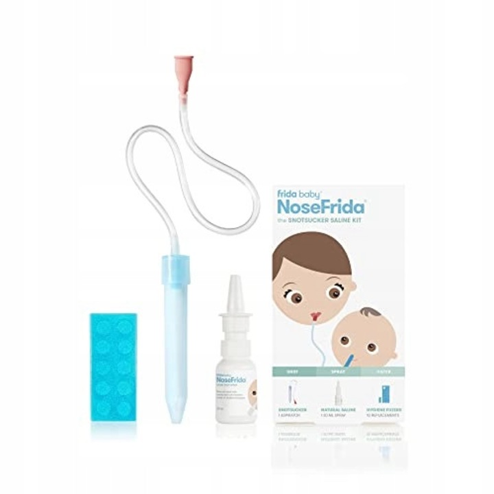 Aspirator nazal Frida Baby NoseFrida, set 3 in 1, spray salin 20ml, 10 filtre de igiena